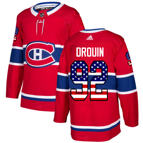Adidas Canadiens #92 Jonathan Drouin Red Home Authentic USA Flag Stitched NHL Jersey